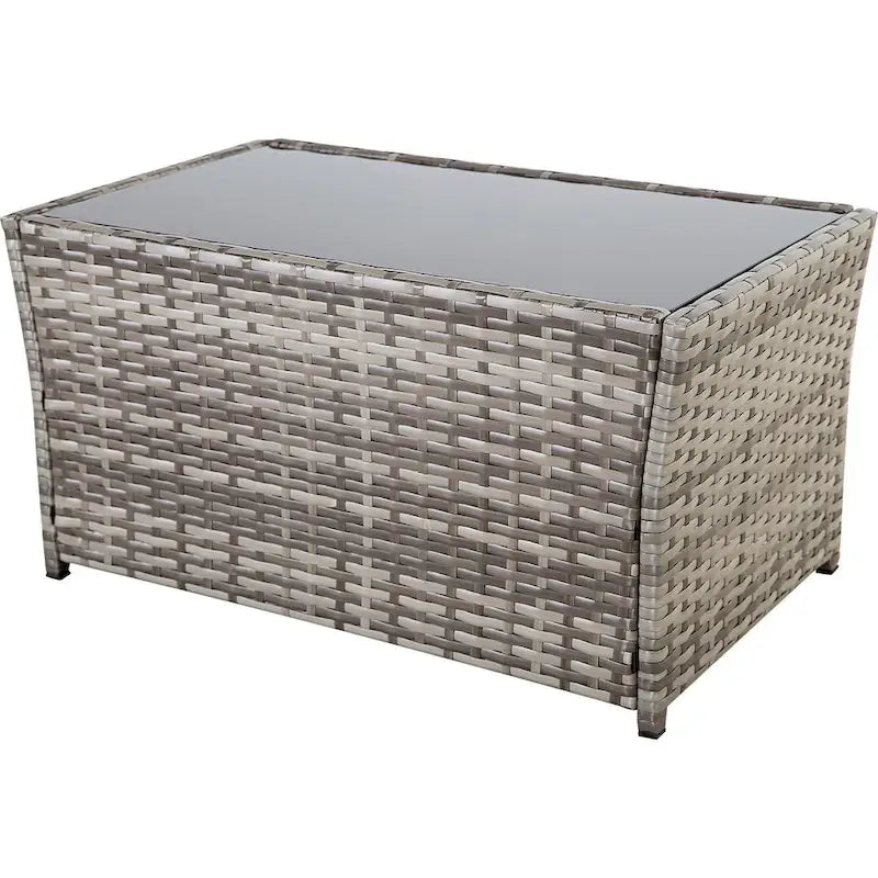 Ensemble de mobilier de jardin 4 pièces en résine tressée PE, canapé d'angle en rotin pour terrasse avec coussins lavables