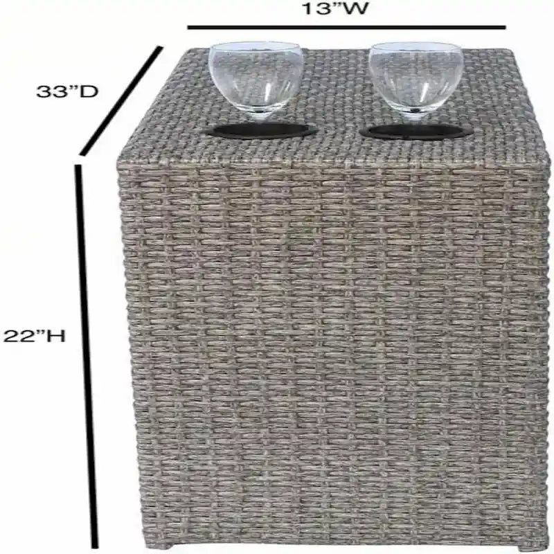 Table d'appoint d'extérieur en osier, entièrement assemblée, gris mélangé