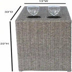 Table d'appoint d'extérieur en osier, entièrement assemblée, gris mélangé
