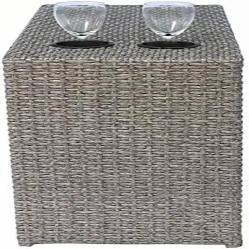 Table d'appoint d'extérieur en osier, entièrement assemblée, gris mélangé