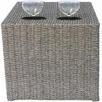 Table d'appoint d'extérieur en osier, entièrement assemblée, gris mélangé