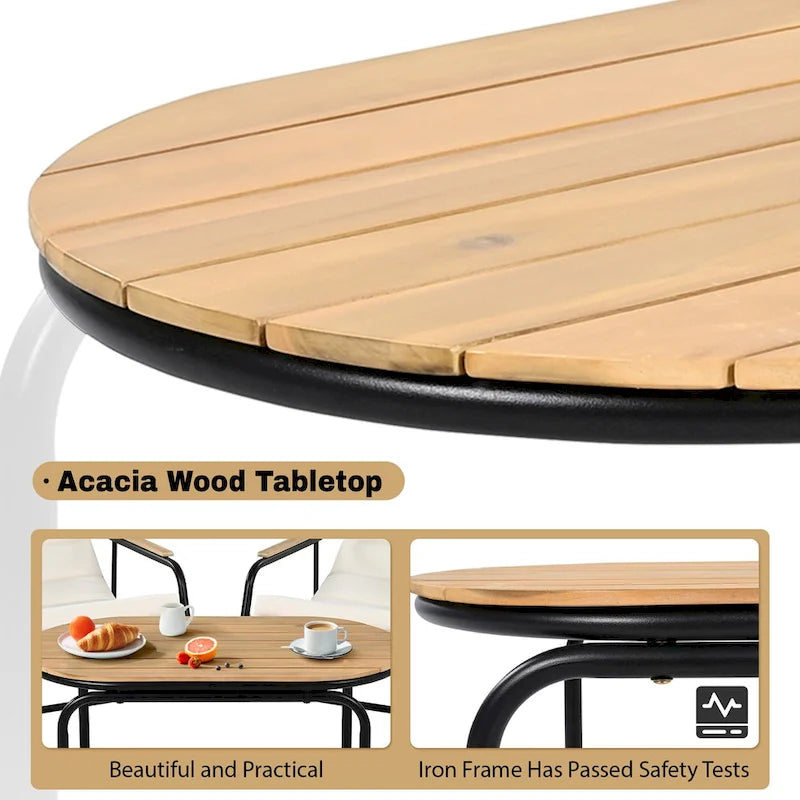 Ensemble de 3 chaises longues d'extérieur pour terrasse, jardin, plage, salon de jardin, fauteuils d'appoint et table d'appoint en acacia