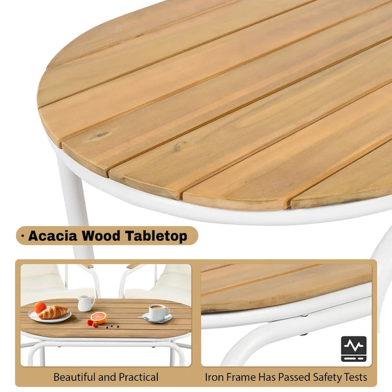 Ensemble de 3 chaises longues d'extérieur pour terrasse, jardin, plage, salon de jardin, fauteuils d'appoint et table d'appoint en acacia