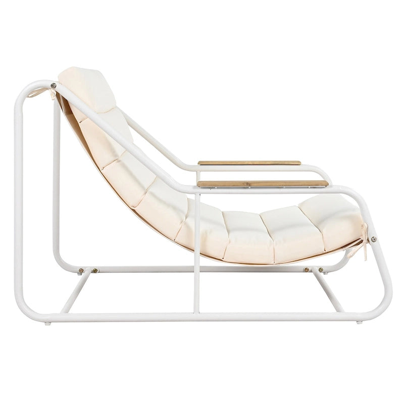 Ensemble de 3 chaises longues d'extérieur pour terrasse, jardin, plage, salon de jardin, fauteuils d'appoint et table d'appoint en acacia