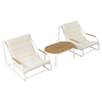 Ensemble de 3 chaises longues d'extérieur pour terrasse, jardin, plage, salon de jardin, fauteuils d'appoint et table d'appoint en acacia