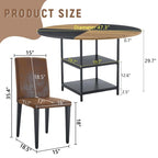 Ensemble de salle à manger d'extérieur de 120 cm avec rangement à double niveau et 4 chaises de salle à manger en tissu technique marron
