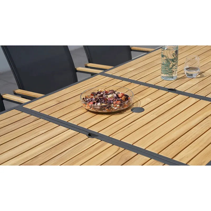 Ensemble de salle à manger d'extérieur Catania 11 pièces en aluminium gris foncé avec sac de rangement couleur étain - Non disponible