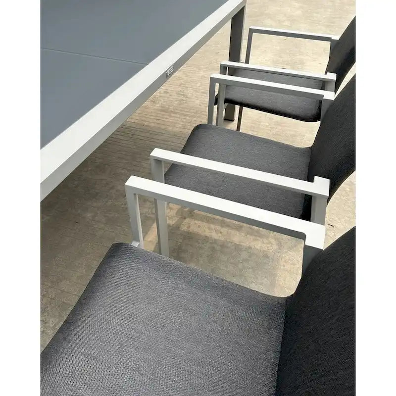 Ensemble de salle à manger d'extérieur Vesuvio 11 pièces en aluminium gris clair avec ensemble de chaises longues gris nuit - Non disponible