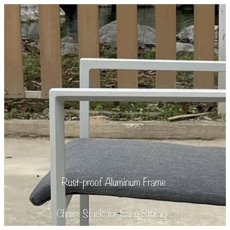 Ensemble de salle à manger d'extérieur Vesuvio 11 pièces en aluminium gris clair avec ensemble de chaises longues gris nuit - Non disponible