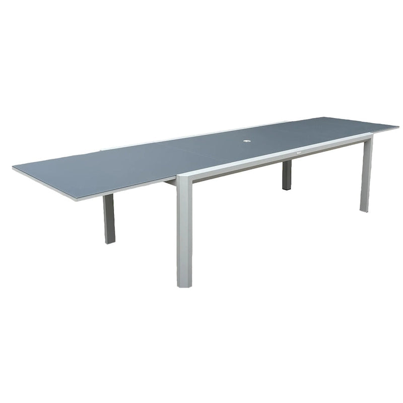 Ensemble de salle à manger d'extérieur Vesuvio 11 pièces en aluminium gris clair avec ensemble de chaises longues gris nuit - Non disponible