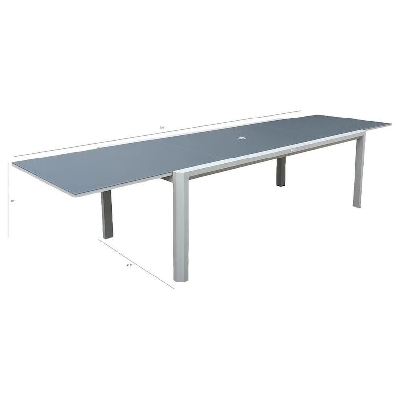 Ensemble de salle à manger d'extérieur Vesuvio 11 pièces en aluminium gris clair avec ensemble de chaises longues gris nuit - Non disponible