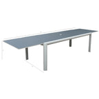 Ensemble de salle à manger d'extérieur Vesuvio 11 pièces en aluminium gris clair avec ensemble de chaises longues gris nuit - Non disponible