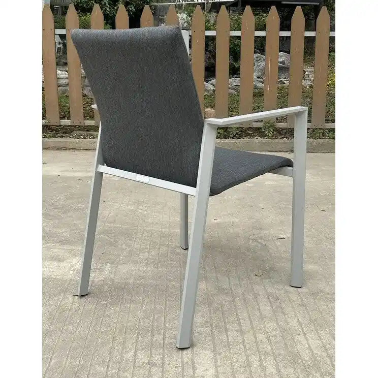 Ensemble de salle à manger d'extérieur Vesuvio 11 pièces en aluminium gris clair avec ensemble de chaises longues gris nuit - Non disponible