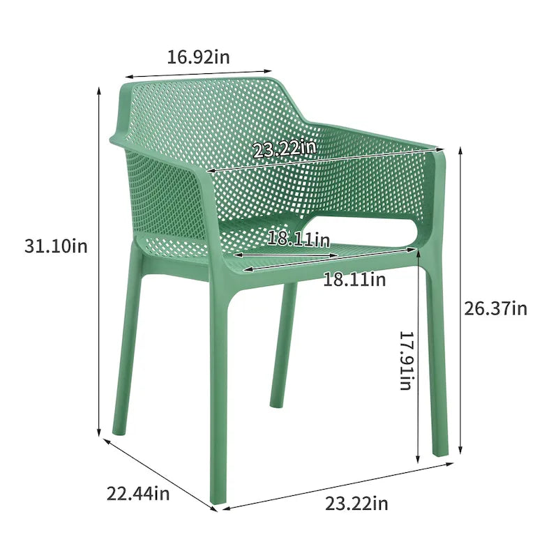 Ensemble bistro d'extérieur 3 pièces, 2 chaises empilables et 1 table, en résine durable pour balcon, terrasse, jardin