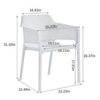 Ensemble bistro d'extérieur 3 pièces, 2 chaises empilables et 1 table, en résine durable pour balcon, terrasse, jardin