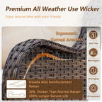 Ensemble de mobilier de jardin 9 pièces comprenant un fauteuil pivotant en osier et un repose-pieds