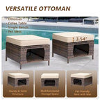 Ensemble de mobilier de jardin 9 pièces comprenant un fauteuil pivotant en osier et un repose-pieds