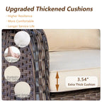 Ensemble de mobilier de jardin 9 pièces comprenant un fauteuil pivotant en osier et un repose-pieds