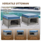 Ensemble de mobilier de jardin 9 pièces comprenant un fauteuil pivotant en osier et un repose-pieds