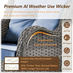 Ensemble de mobilier de jardin 9 pièces comprenant un fauteuil pivotant en osier et un repose-pieds