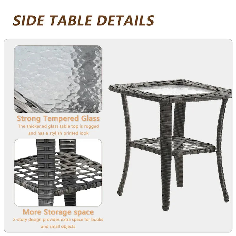 Ensemble de mobilier de jardin 9 pièces comprenant un fauteuil pivotant en osier et un repose-pieds