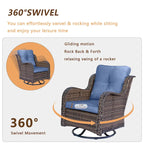 Ensemble de mobilier de jardin 9 pièces comprenant un fauteuil pivotant en osier et un repose-pieds