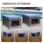 Ensemble de mobilier de jardin 9 pièces comprenant un fauteuil pivotant en osier et un repose-pieds