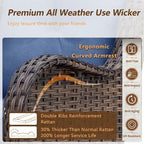 Ensemble de mobilier de jardin 9 pièces comprenant un fauteuil pivotant en osier et un repose-pieds