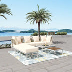 Ensemble de canapé d'angle 8 pièces pour patio avec table basse