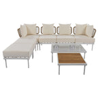 Ensemble de canapé d'angle 8 pièces pour patio avec table basse