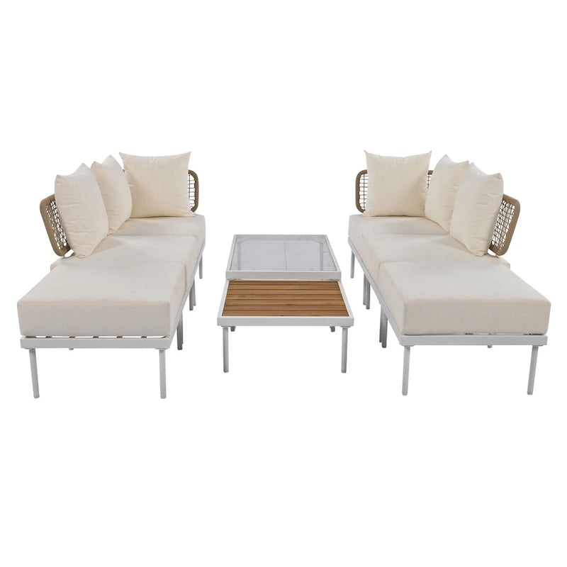 Ensemble de canapé d'angle 8 pièces pour patio avec table basse