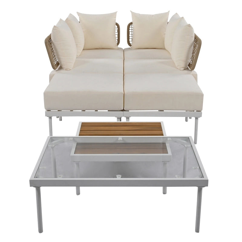 Ensemble de canapé d'angle 8 pièces pour patio avec table basse