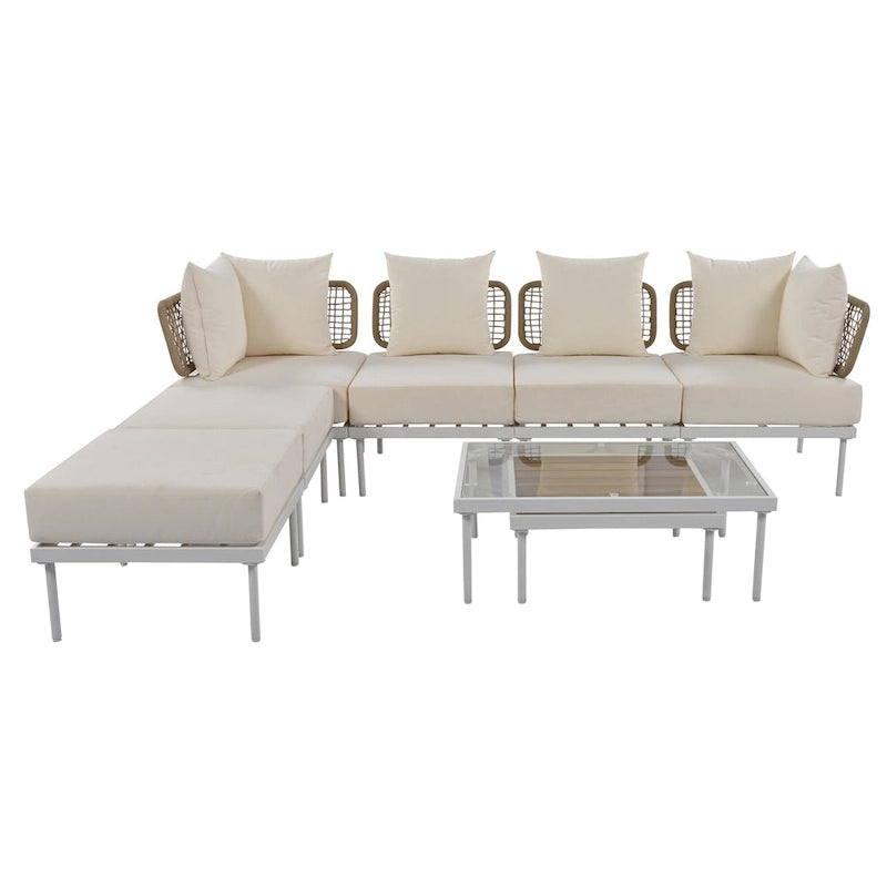 Ensemble de canapé d'angle 8 pièces pour patio avec table basse