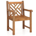 Chaise de salle à manger d'extérieur Gymax en bois de teck avec assise à lattes et