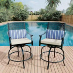 2PCS Patio Outdoor Swivel Bar Stools for Backyard Garden