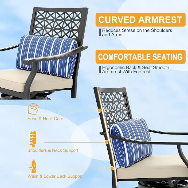 Lot de 2 tabourets de bar pivotants d'extérieur pour terrasse et jardin.