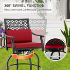 Lot de 2 tabourets de bar pivotants d'extérieur pour terrasse et jardin.