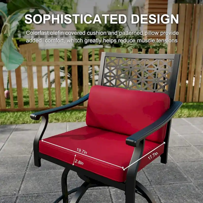 Lot de 2 tabourets de bar pivotants d'extérieur pour terrasse et jardin.