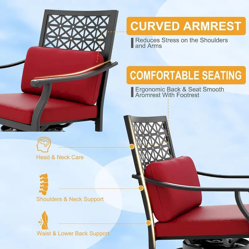 Lot de 2 tabourets de bar pivotants d'extérieur pour terrasse et jardin.