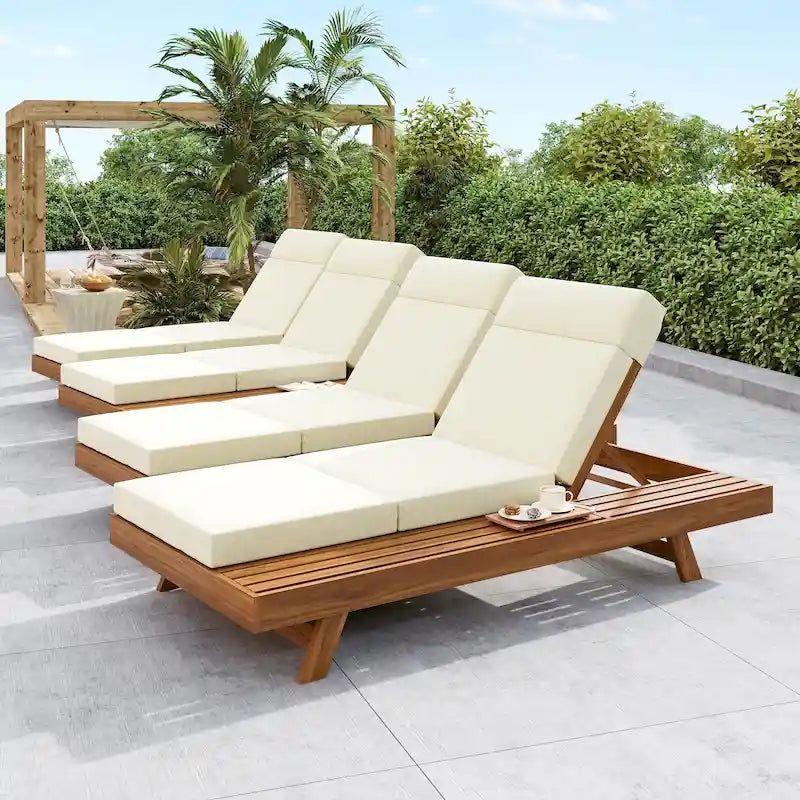 Christopher Knight Home - Chaise longue d'extérieur réglable Harrison en acacia (ensemble de 4)