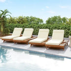 Christopher Knight Home - Chaise longue d'extérieur réglable Harrison en acacia (ensemble de 4)
