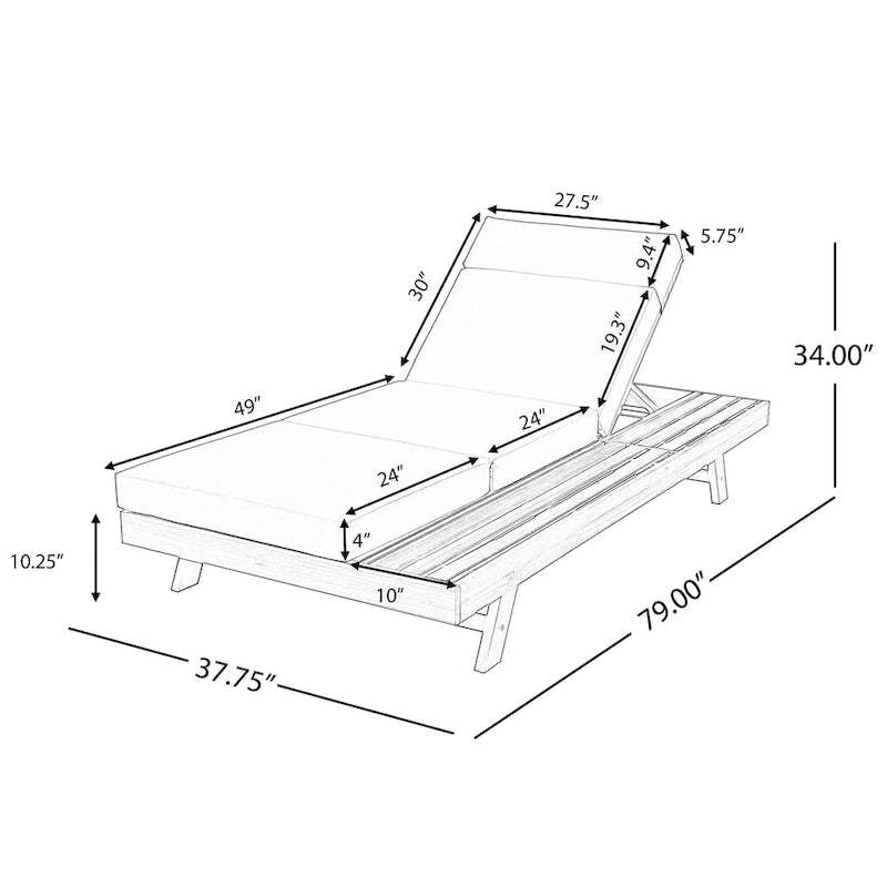 Christopher Knight Home - Chaise longue d'extérieur réglable Harrison en acacia (ensemble de 4)
