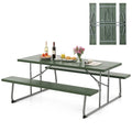 Table de pique-nique pliante Gymax avec 2 bancs, ensemble table de camping 1,8 m avec