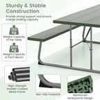 Table de pique-nique pliante Gymax avec 2 bancs, ensemble table de camping 1,8 m avec