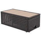 Ensemble de canapé d'angle d'extérieur en rotin 6 pièces avec siège réglable et table avec seau à glace
