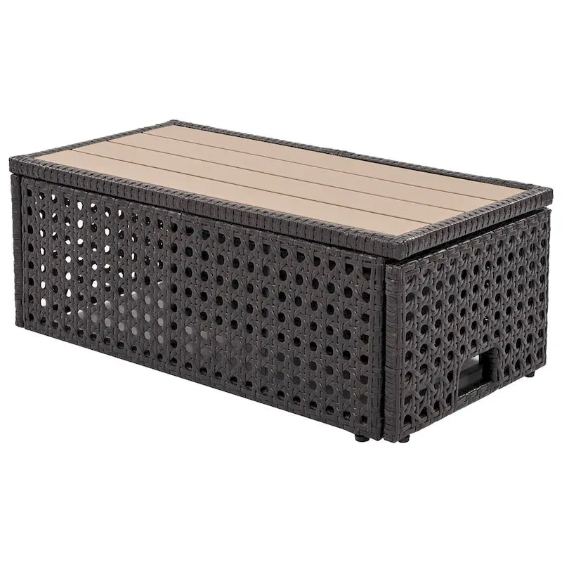 Ensemble de canapé d'angle d'extérieur en rotin 6 pièces avec siège réglable et table avec seau à glace