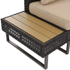 Ensemble de canapé d'angle d'extérieur en rotin 6 pièces avec siège réglable et table avec seau à glace