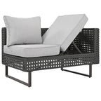 Ensemble de canapé d'angle d'extérieur en rotin 6 pièces avec siège réglable et table avec seau à glace
