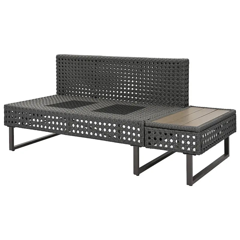 Ensemble de canapé d'angle d'extérieur en rotin 6 pièces avec siège réglable et table avec seau à glace
