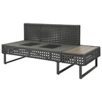 Ensemble de canapé d'angle d'extérieur en rotin 6 pièces avec siège réglable et table avec seau à glace